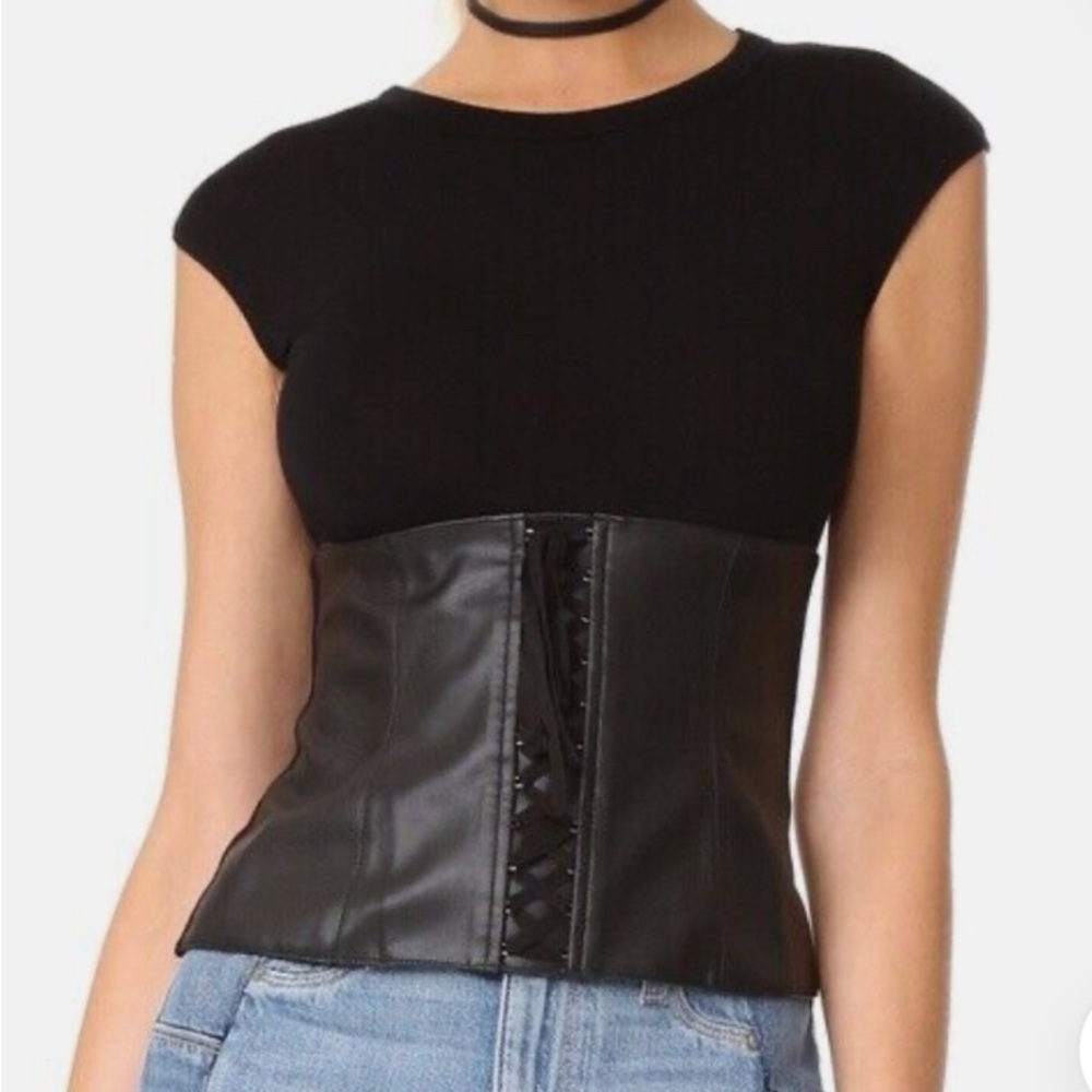 BAILEY 44, Black vegan leather top size SMALL.,